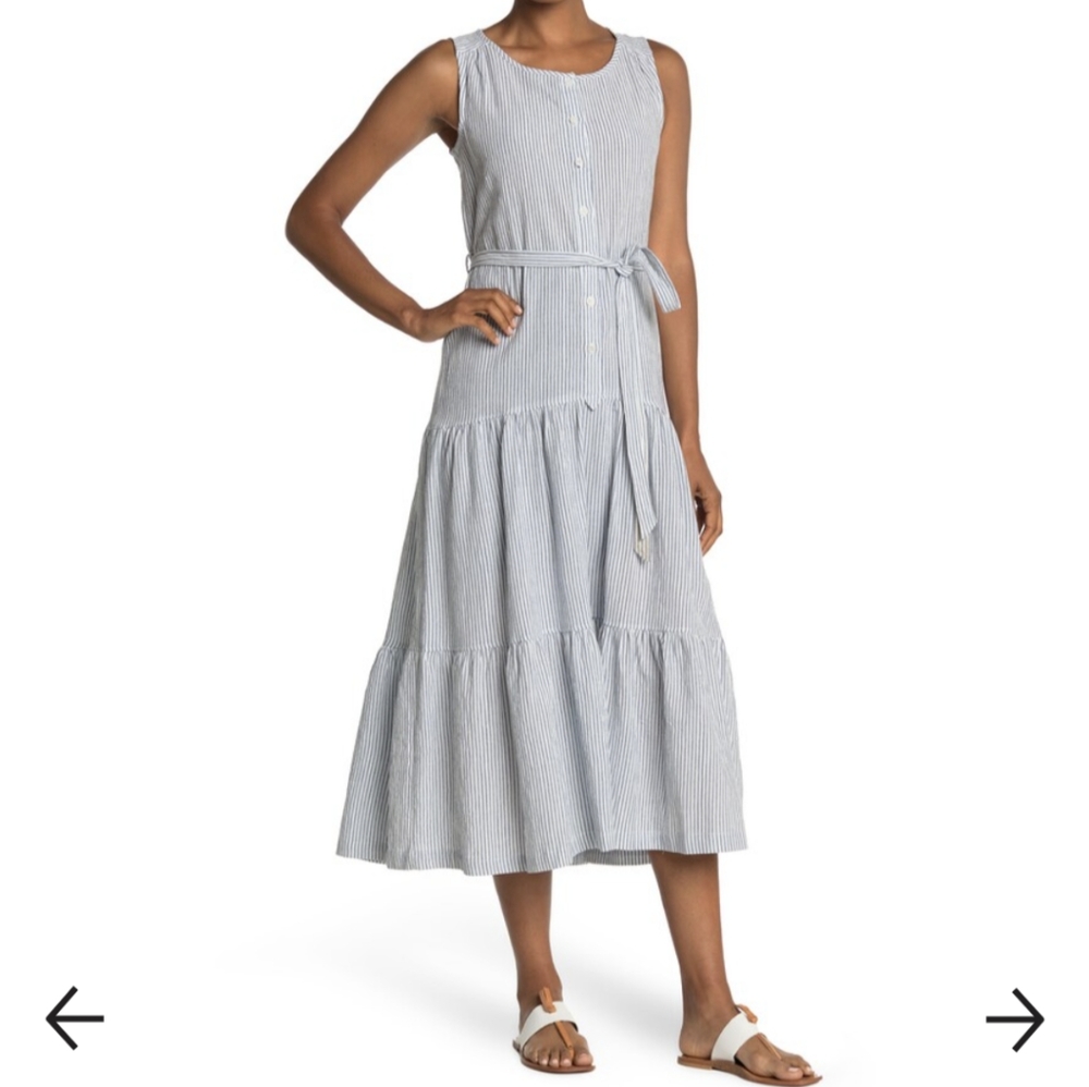 Max Studio Seersucker Tiered Maxi Dress